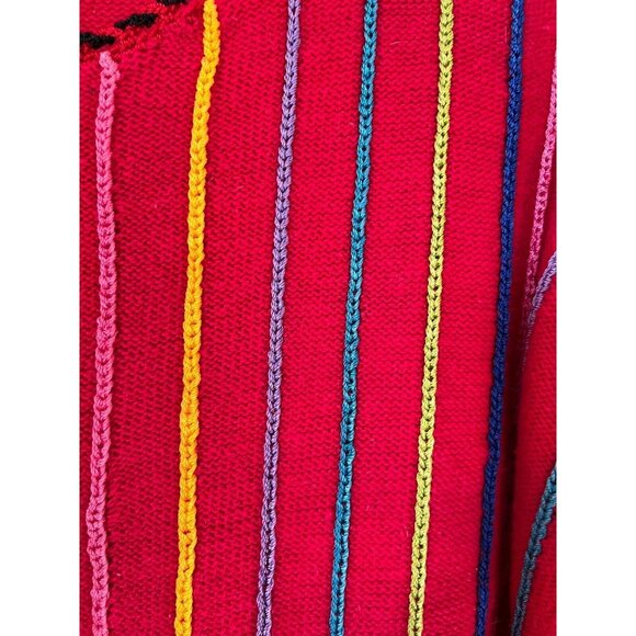 Bedford Fair Button-Up Sweater XL Vibrant Stripes Rainbow Buttons Vintage - Picture 5 of 7